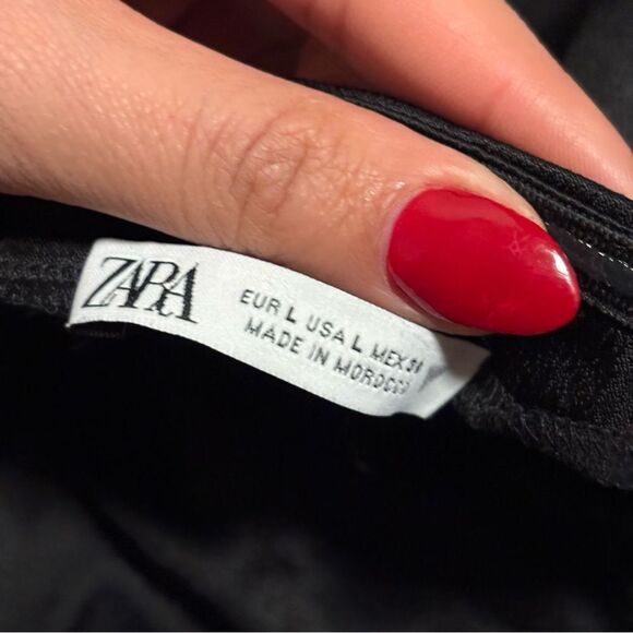 Zara Mini Strapless Bodycon Tube Dress Satin Black- Size Large - Picture 8 of 8